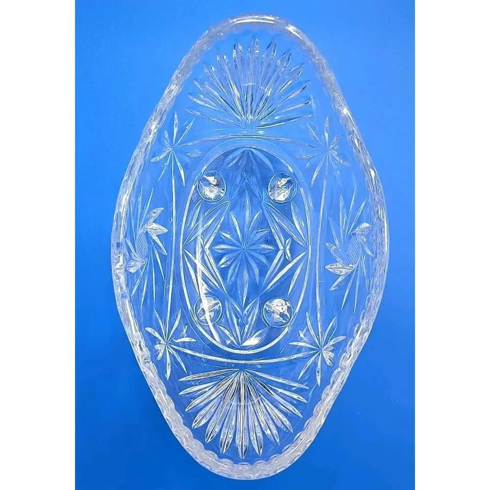 Vtg W. German Anna Hutte Bleikristall 24% Lead Crystal Hand Cut Footed Bowl U297